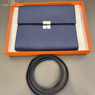 🌈Hermes💙Clic 16💙深藍色銀扣💙99.8新閑置🌈Epsom皮🌟Stamp U🌟