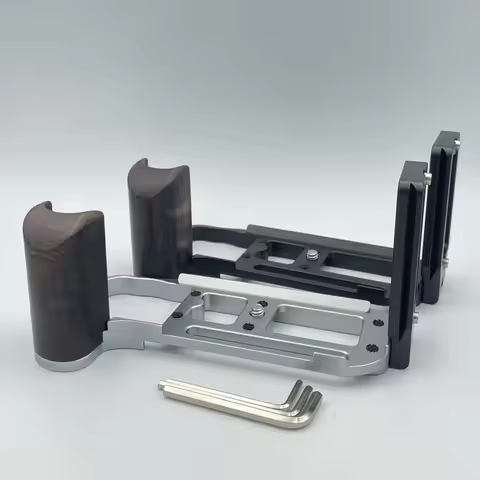 Wooden Vertical L Bracket for Nikon DF Camera Quick Release Plate Hand Grip