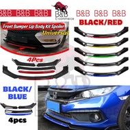 New * Big Bumper Front Bumper Lip Diffuser Black Red Non Adjustable (4pcs)