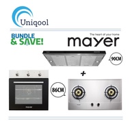 MAYER 90CM Semi-integrated Slim Hood Bundle With 86CM Stainless Steel Gas Hob + FREE 75L Built In Oven (FREE DELIVERY)