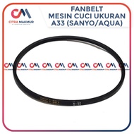 Vanbelt A33 Mesin Cuci Sanyo Sharp Fan Belt Panbel Fanbelt A 33 A-820E