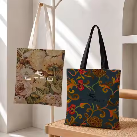 fashion E-Etro Storage Bags Fashion Cotton 12/16oz Canvas Tote Bag Eco Friendly Reusable Large Capac