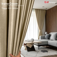 IP CURTAIN IRAINA Langsir 80% Blackout Warna Cream 3D Amboss Corak Siap Jahit Hook / Ring Tirai