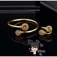 richthestore หินไหมทองแท้ 100% พร้อมกังหันหมุนได้ แหวน กำไลปรับได้ P108