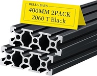 BELLA BAYS 2pcs 15.75 inch 400mm 2060 T Slot Aluminum Extrusion Profile European Standard 20mmx60mm