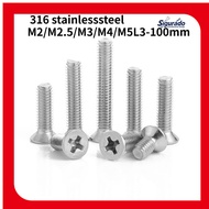 [queenstyle]A4 countersunk head cross tooth screw/316 stainless steel screw/full thread bolt/flat he