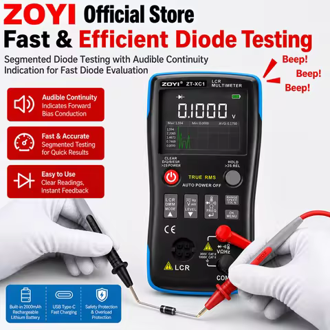LCR Meter Digital Multimeter ZOYI ZT‑XC1 25000 Counts 4‑Wire Kelvin Tester Measure Resistance Capaci