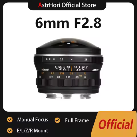 AstrHori 6mm F2.8 Full Frame 220° Circular Fisheye Ultra Wide Angle Manual Focus Prime Lens for Sony