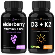 NutraChamps Elderberry and Vitamin D3+K2 Capsules Bundle