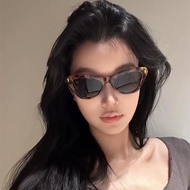 Cat's Eye Leopard Print High-End Feel Women's Sunglasses Square Round Face Slimmer Look Influencer P