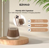 EZVALO 4-in-1 Magnetic Wireless Charger with Bluetooth Speaker | 15W Fast Charging | Stereo Sound | 