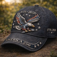 Cross-Border 3D Digital Printed Hat Europe America 250th Anniversary Navy Baseball Cap 3D Printed Ba