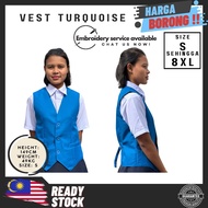 VEST TURQUOISE | 100% BERKUALITI POLYESTER PREMIUM | LAPISAN DI BAHAGIAN DALAM I SAIZ BESAR I SIZE S
