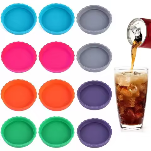 6 pack Silicone Jar Lids Covers and Protective Plugs for Standard Soda Cans Washable and Reusable fo