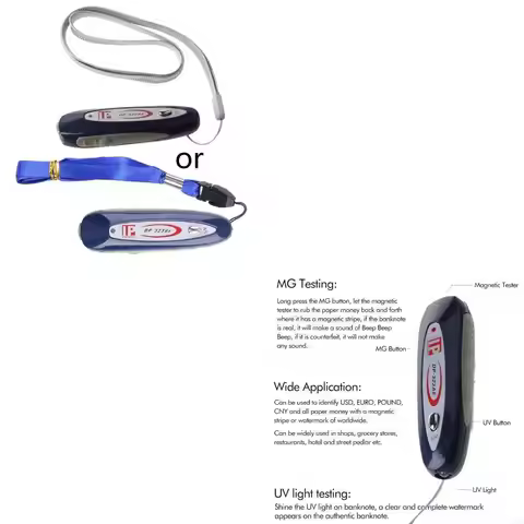 2 in 1 Portable Money Dollar Bill Detector Tester Pen Fake Currency