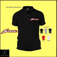 Baju logo Sulam Polo Classic T Shirt Embroidery Logo SWORKZ FOR MEN & WOMRN Uniform staff 100% COTTO