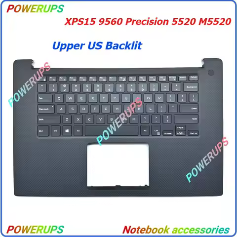 Laptop Upper/Palmrest Cover/Case/Shell US Backlit Keyboard For Dell XPS15 9560 Precision 5520 M5520 