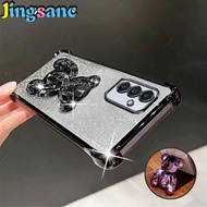 Jingsanc cho Samsung Galaxy S23 FE vỏ điện thoại rõ ràng bốn góc chống rơi flah giấy lấp lánh chân đ