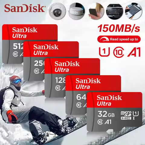 Original SanDisk A1 MicroSD Memory Card C10 TF Card 32GB 64GB 128GB 256GB 512GB 1TB Up to 150Mb/s Re