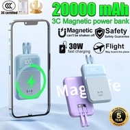 【3C Certification 】Magnetic 3C Powerbank 20000mAh Wireless Powerbank Fast Charging Powerbank Camping