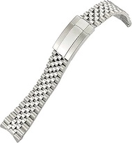21mm 904L Solid Stainless Steel Watch Band Fit For Rolex Strap 41mm Oyster Perpetual Datejust Silver