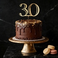 Elegant Golden Acrylic Cake Topper for 30th Birthday Celebrations Perfect for Anniversary and Party 