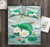 全城熱賣 - 彩繪頭層彩色水牛皮涼蓆(【鴛鴦戲水】【含枕套】)(1.5mX2.0m）