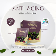 Gluwty Minuman serbuk rasa Blackcurrant suplemen kolagen alami membantu meremajakan kulit serta memp