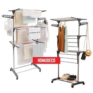 Homudeco Ampaian Boleh Lipat Rak Baju 3 Tier Grey Colour Foldable Drying Rack Clothes Rack Clothes W