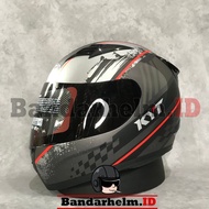 HELM KYT R10 #4 GUNMETAL DOFF/ RED + PACKING DUS