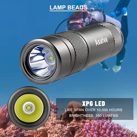 Asafee AF11 XPG LED Small Diving Flashlight Waterproof IPX8 Diving Dive Lamp Scuba Backup Diver Torc