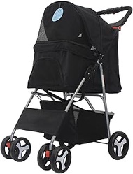 4 Wheels Elite Jogger Pet Stroller Cat/Dog Frame Up to 20 Kg / 44 Lbs Easy to Walk Folding Travel Ca