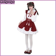 Cosplay Dress Lolita Maid Style Role Play Dress Hollow Out Shirring Contrast Color Tassel Bow Decor 
