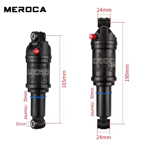 MEROCA MR-2 MTB Bike Air Shock Absorber 125/150/165/190mm Adjustable Air Pressure Aluminum Alloy Bic