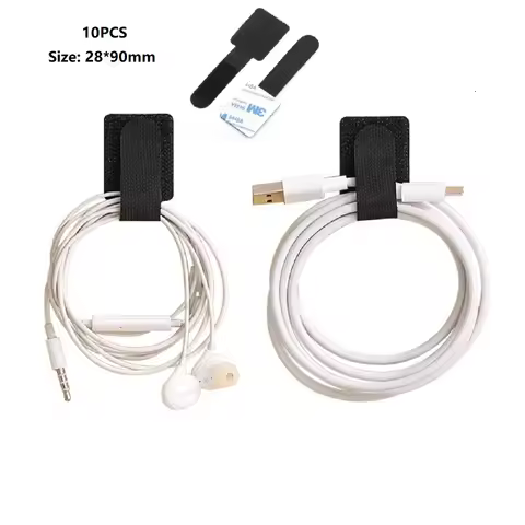 10Pcs 28*90mm 3M Self-adhesive Fixing Seat Wire Cable Binding Belt Hook and Loop Tape Wire Organizer