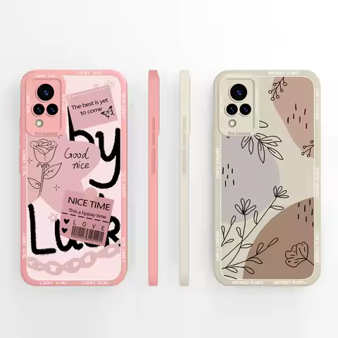 For Vivo V21 V21E 4G 5G Case Cute Collage Painting Flowers Style Silicone Soft TPU Shell For VivoV21