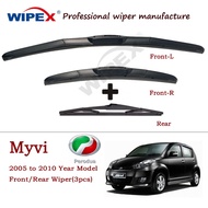 (Front/Rear 3pcs) Wiper Blade Perodua Myvi Hatchback for 2005 to 2010 MYVI Car Window Wipers (hybrid