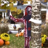 Hiasan Pokok Halloween dengan Badut Seram, Hiasan Pokok Berpeluk Badut Seram 51.2" untuk Luar Rumah,