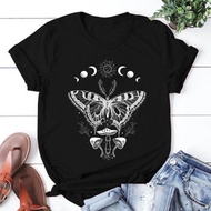 Funny Mysterious Sun Moon Star Mushroom Butterfly Print T Shirt Graphic Top Tees Streetwear Punk T-S