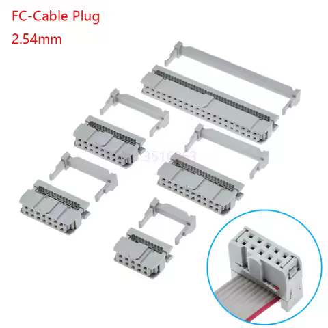 5/10Pcs Gray Fc-8/10/14/16/20/30/34/40/50/64 Pin Female Plug Idc Box Header Socket Connector 2.54mm 