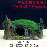 2026 New Product Fish Tank Hiding House Aquarium Landscaping Garden Hobbit House Wooden House Rocker