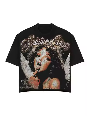 Men's Y2K Vintage Pattern T-Shirt Angel Wings and Lips Design Black Casual Short Sleeve Shirt Summer