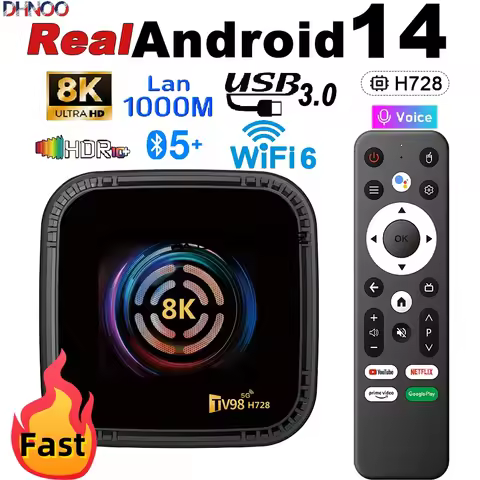 Smart Android TV Box 4K Android14 Allwinner H728 Bluetooth 5.0+ Dual WiFi 6 1000M Lan 8K Media Playe