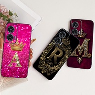 Motorola Moto G96 Case Cover Silicone Luxury A-Z Letters Cool Crown Soft Casing Motorola G96 Moto G9