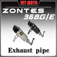 For ZONTES 368G exhaust pipe full stainless steel front section AK carbon fiber tail section for zon