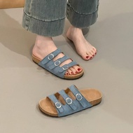 HR COLLECTION SANDAL RUMAH WANITA SLIP ON TRIPLE GESPER CASUAL SANDAL FOOR OOTD SANDAL OUTDOR WANITA