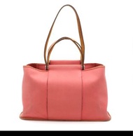 100% real Hermes kabak Toile Cabag Elan Pink Leather Canvas Tote Shoulder Bag PM 正品