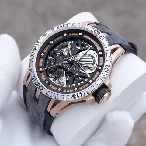 Reef Tiger Men's Luxury Automatic Mechanical Watch – Skeleton Dial, Luminous, Water-Resistant, Rubbe