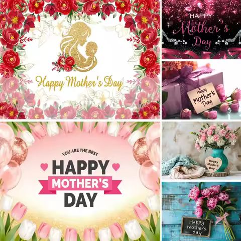 Happy Mother's Day Photography Backdrop Colorful Flowers Gifts March 8th Happy Women's Day Decor Gir