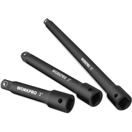 WORKPRO 3/8" Drive Impact Extension Bar Set, 3 PCS Socket Extensions, 3”, 5” and 10” Length, Premium